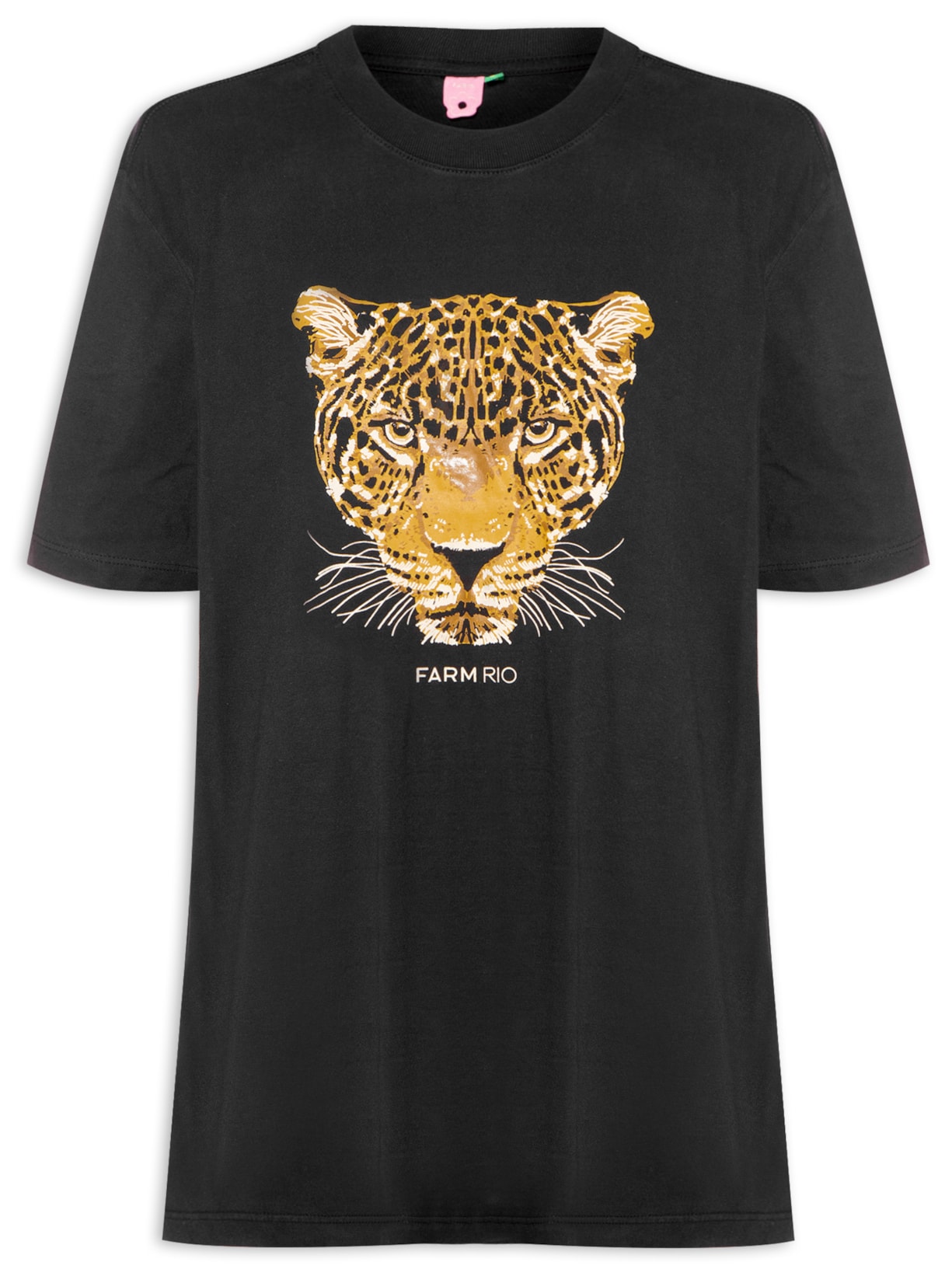 Camiseta Feminina Média Onça Esmeralda - Preto