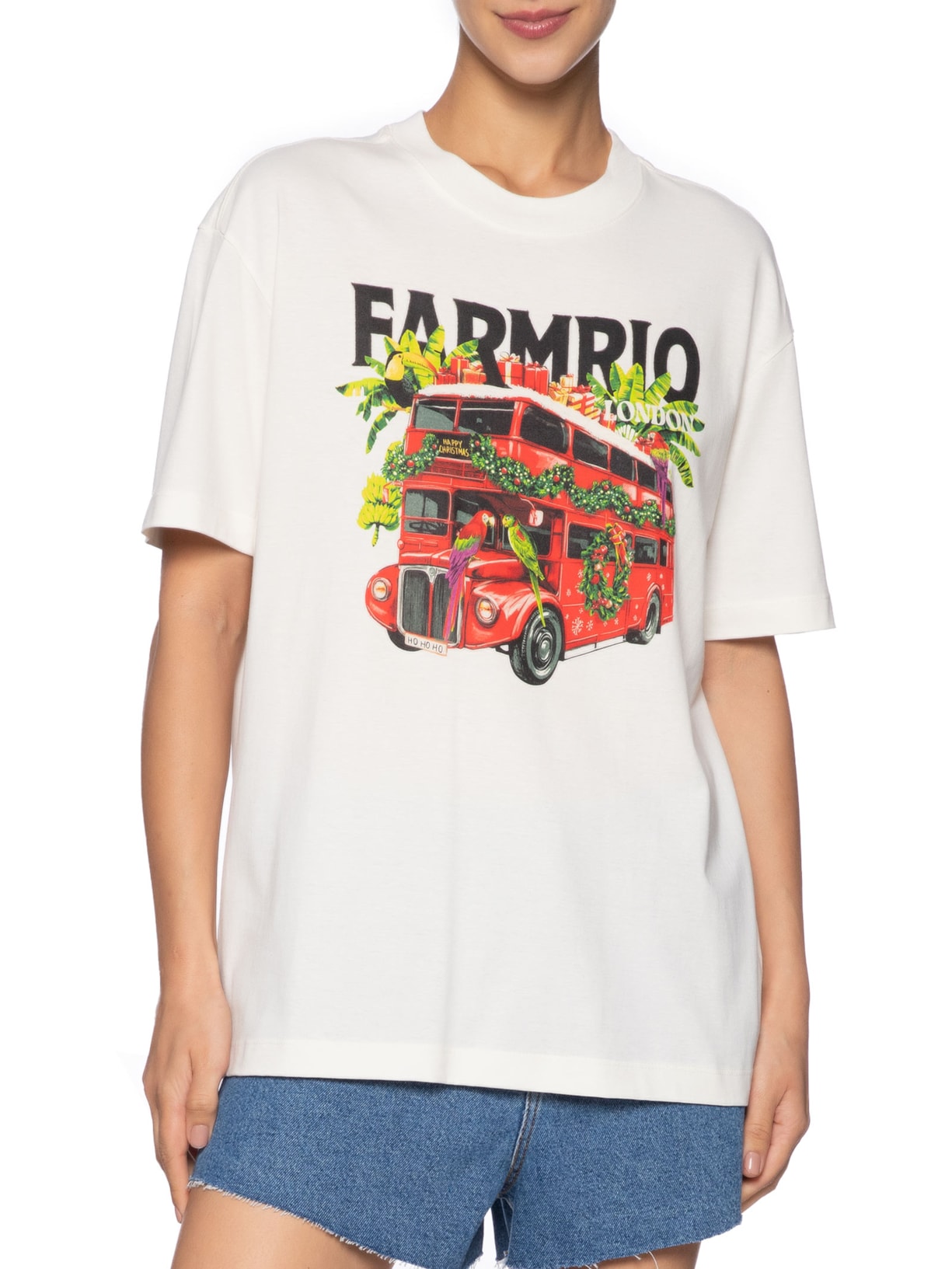 Camiseta Feminina Média Onibus Londres Branco Farm