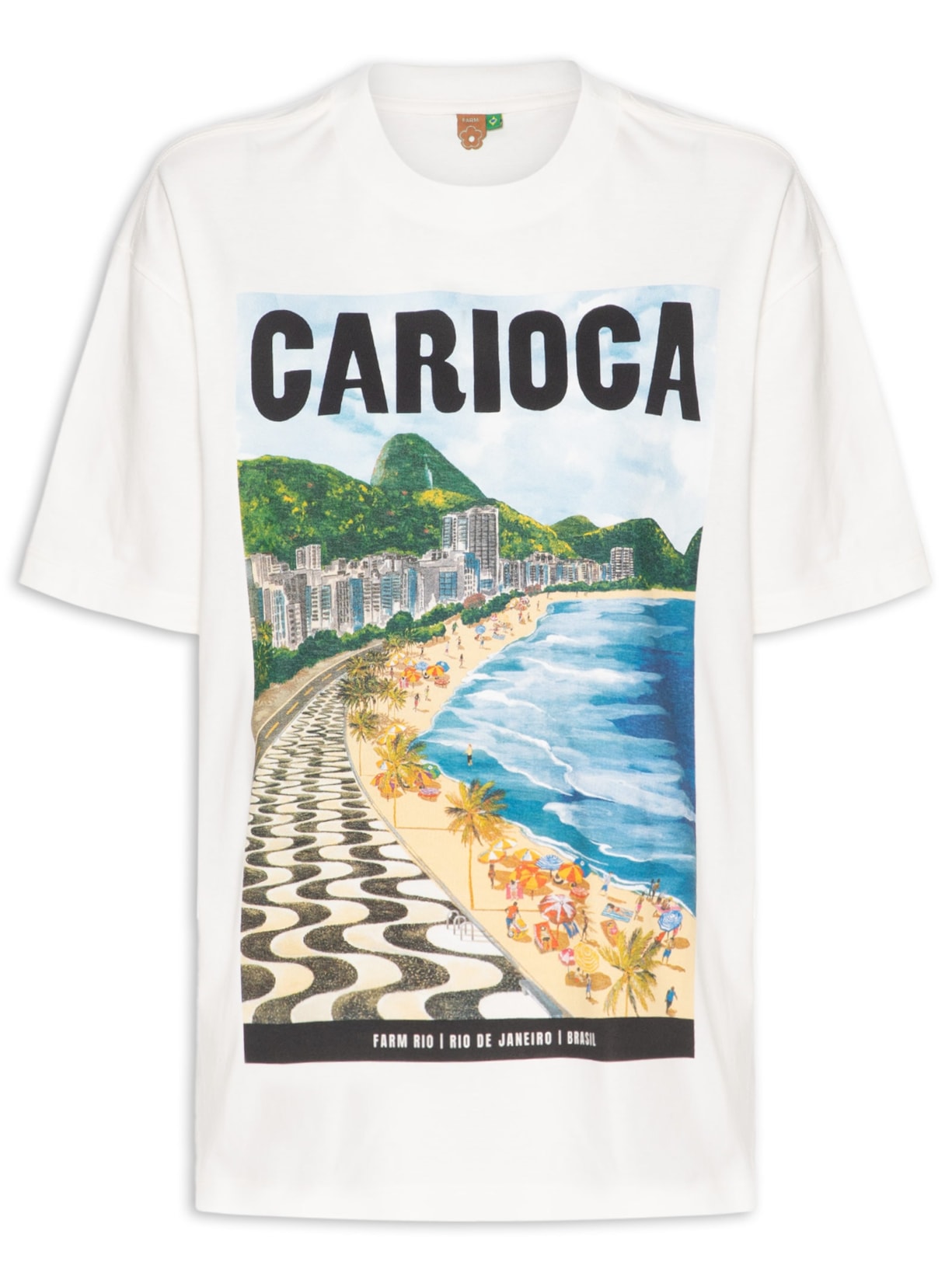 Camiseta Feminina Média Paisagem Carioca Branco Farm