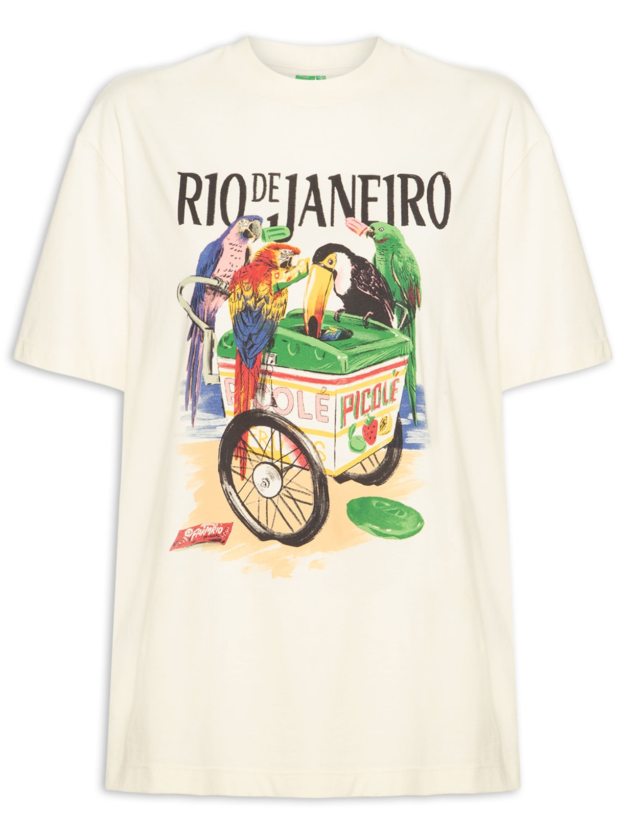 Camiseta Feminina Média Pássaros com Picolé – Bege Farm