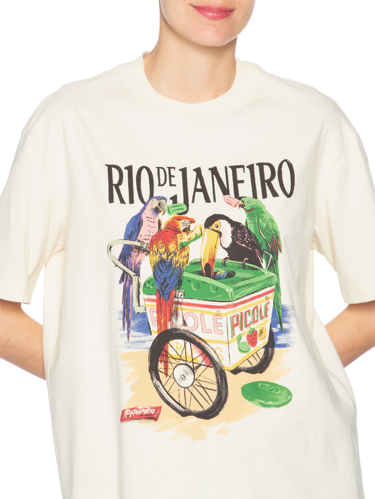 Camiseta Feminina Média Pássaros com Picolé – Bege Farm