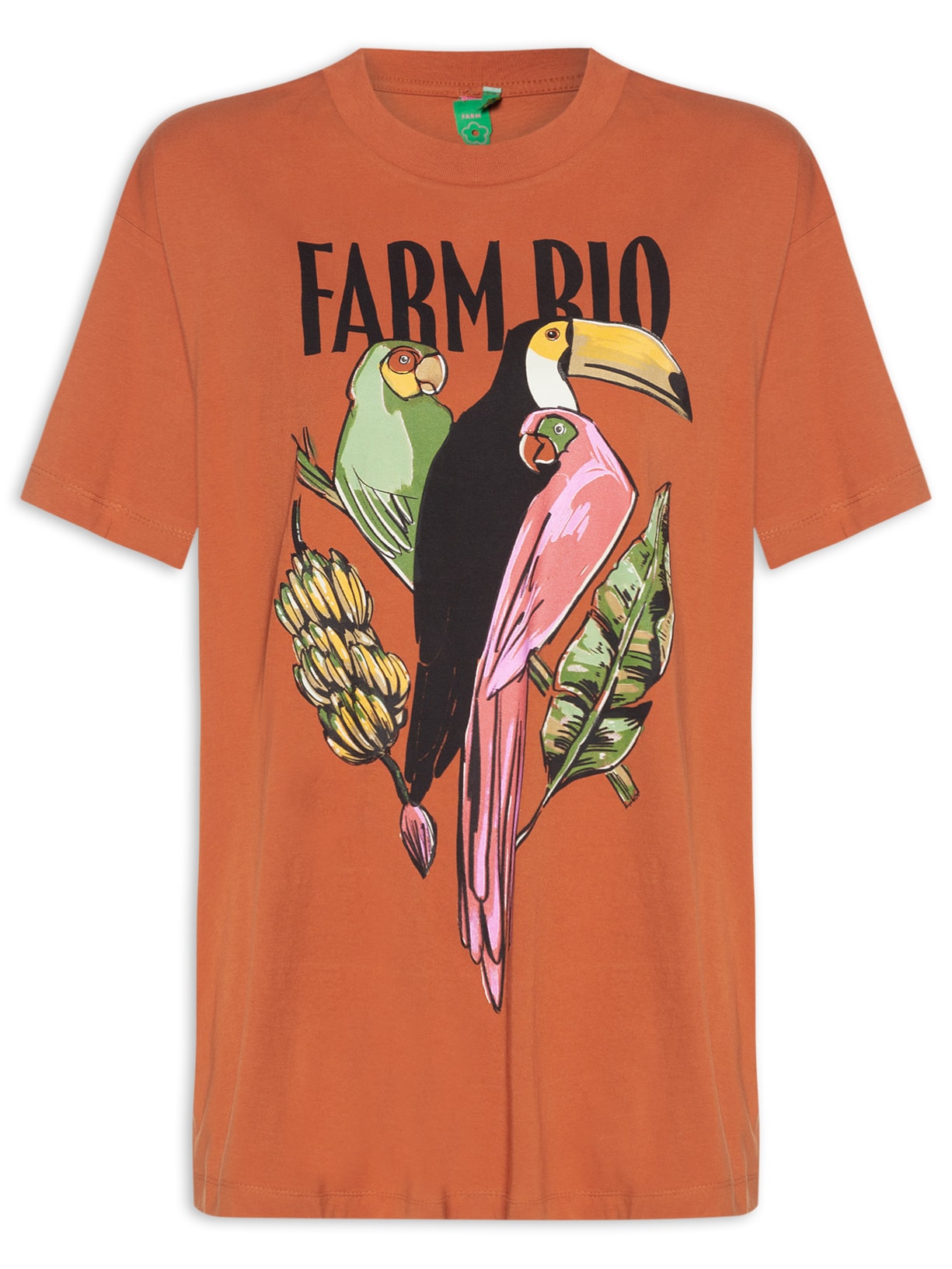 Camiseta Feminina Média Pássaros - Laranja