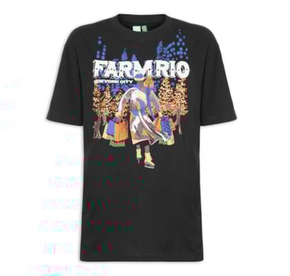 Camiseta Feminina Média Patinando Em NY - Preto