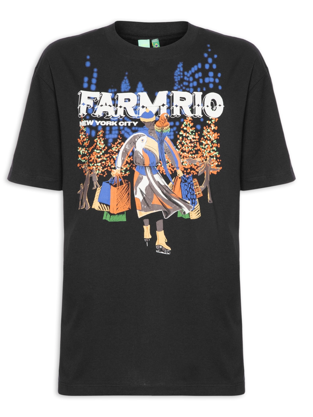 Camiseta Feminina Média Patinando Em NY - Preto