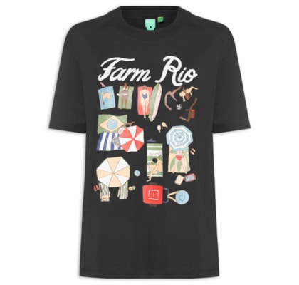 Camiseta Feminina Média Praia Carioca - Preto