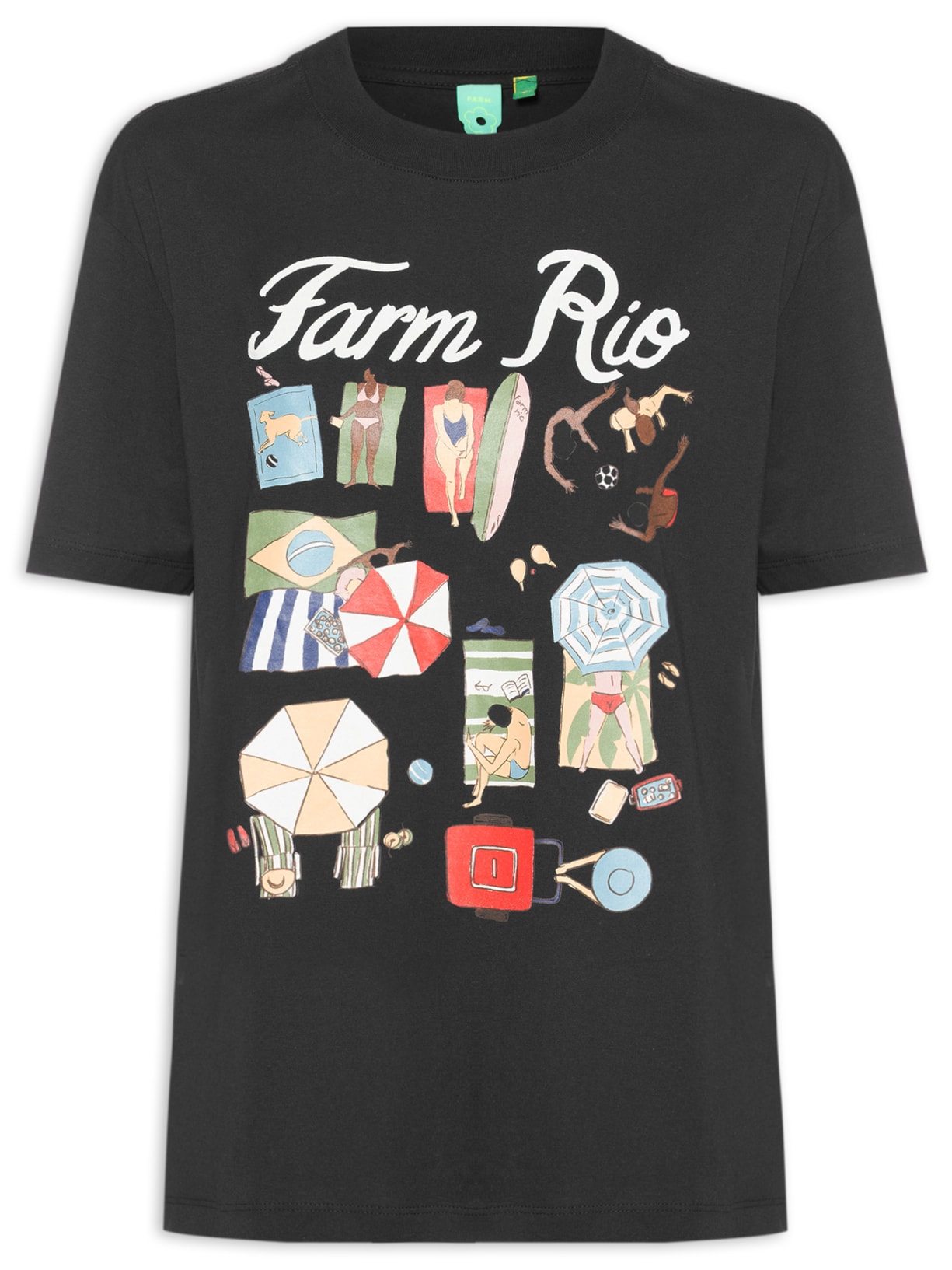 Camiseta Feminina Média Praia Carioca - Preto