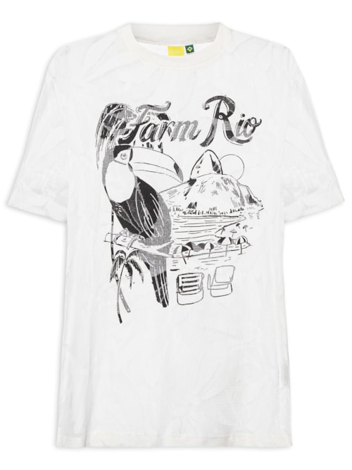 Camiseta Feminina Média Renda Tucano Praia - Branco