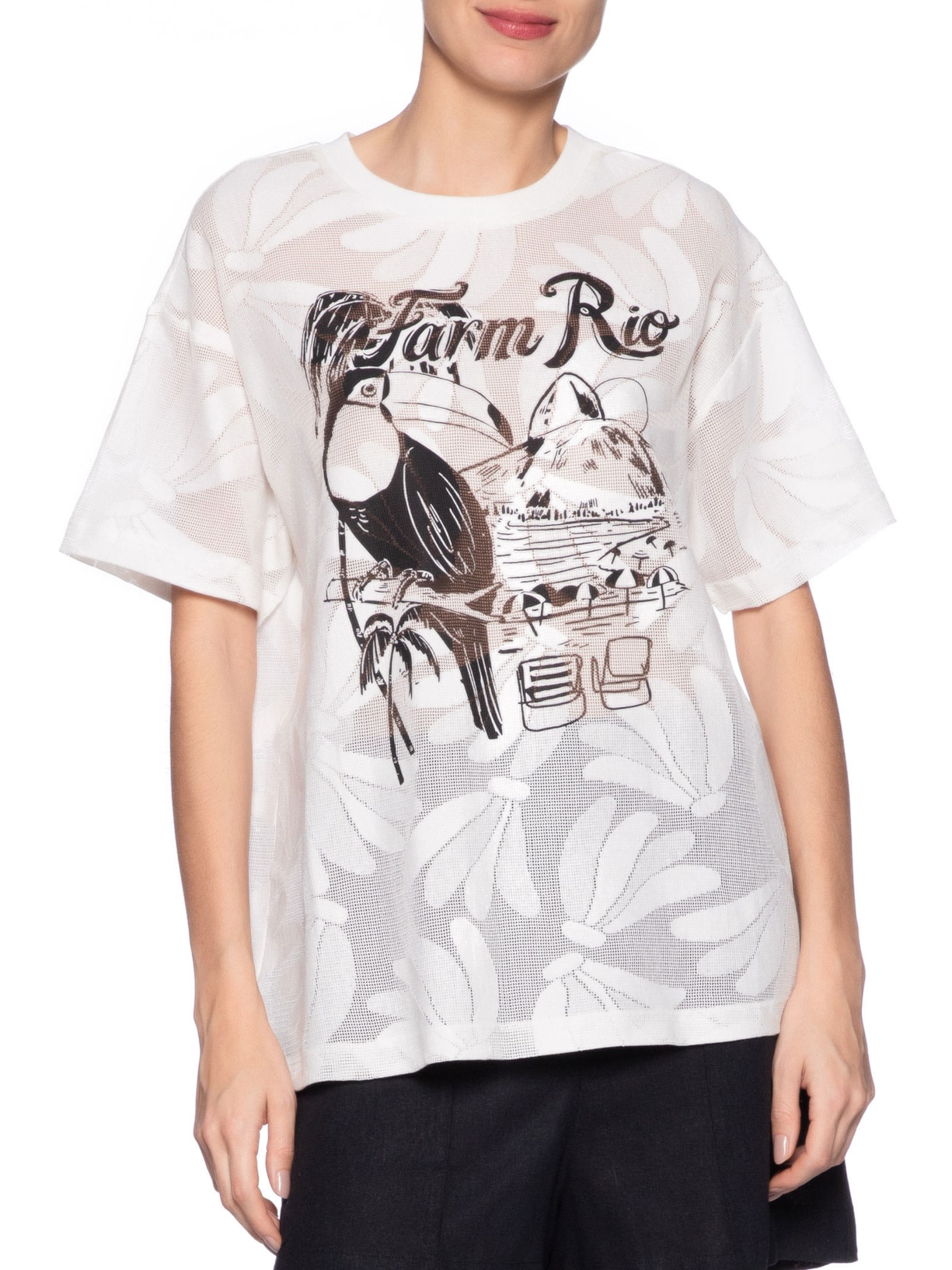 Camiseta Feminina Média Renda Tucano Praia Branco Farm