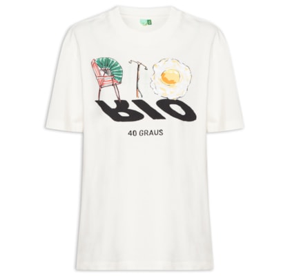 Camiseta Feminina Média Rio 40 Graus - Branco