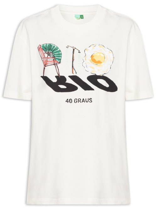 Camiseta Feminina Média Rio 40 Graus - Branco