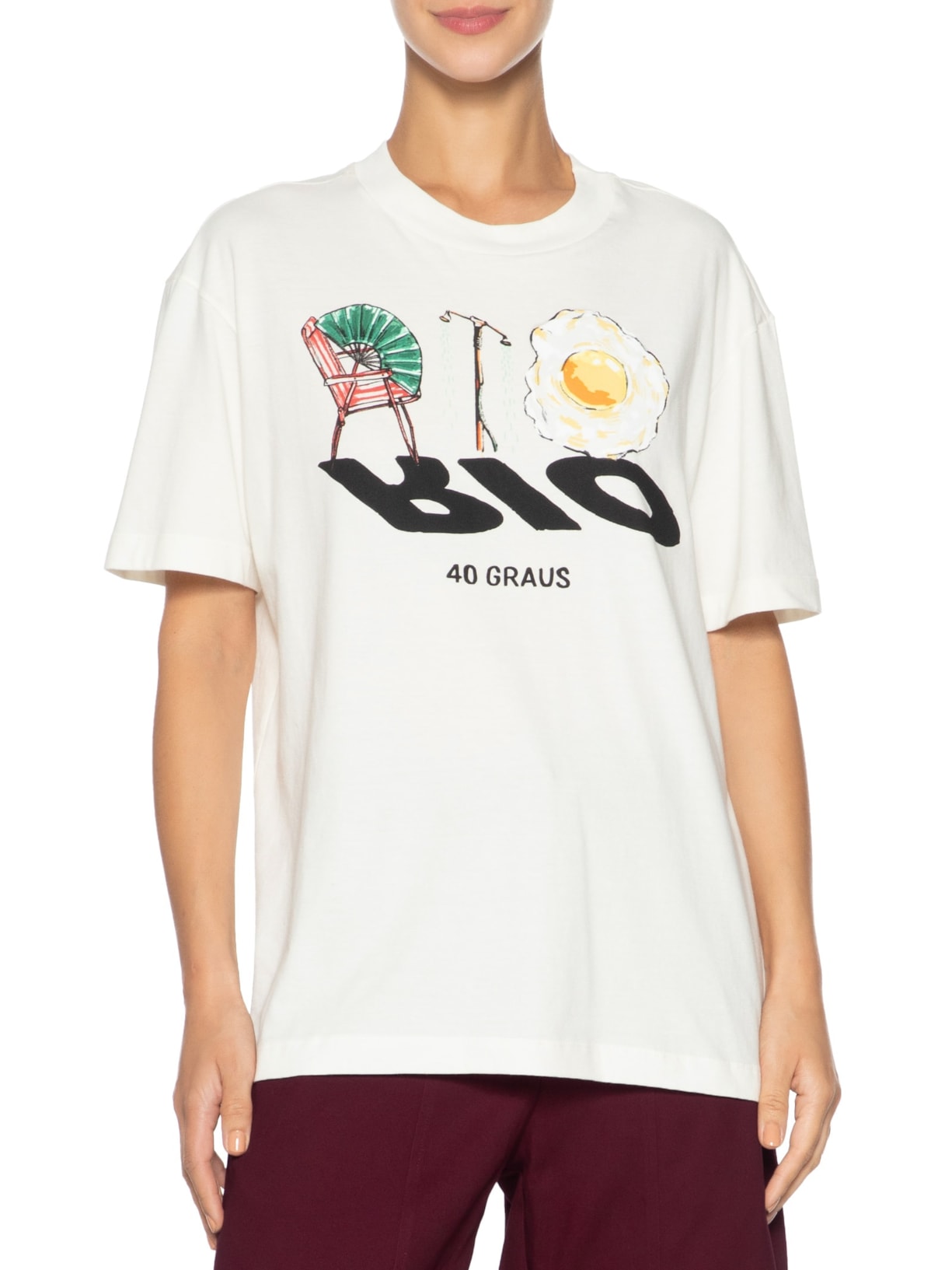 Camiseta Feminina Média Rio 40 Graus Branco Farm