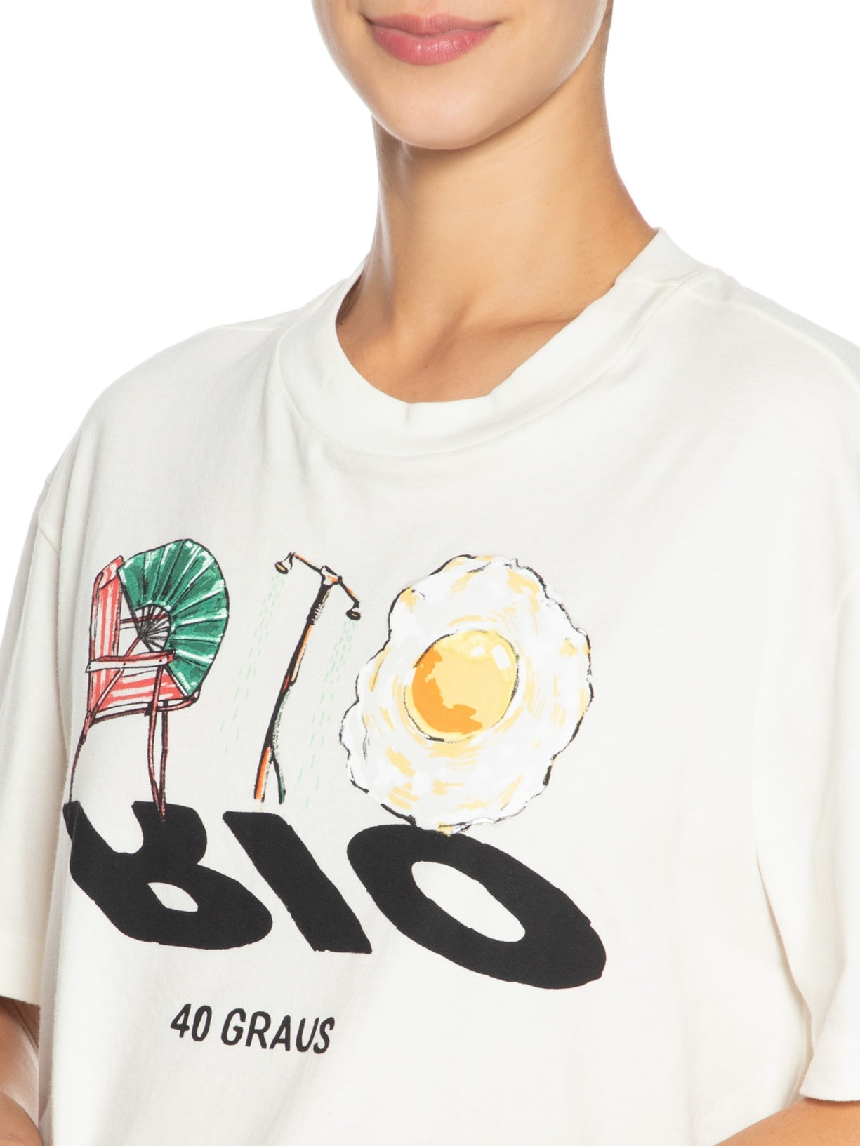 Camiseta Feminina Média Rio 40 Graus Branco Farm