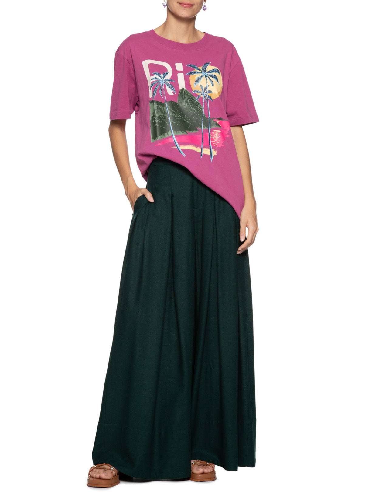 Camiseta Feminina Média Rio Rosa Farm