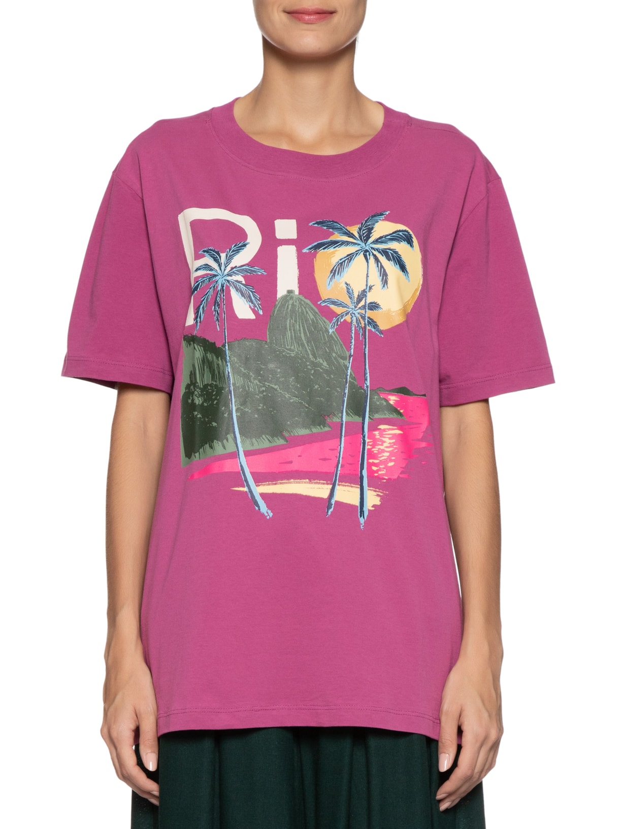 Camiseta Feminina Média Rio Rosa Farm