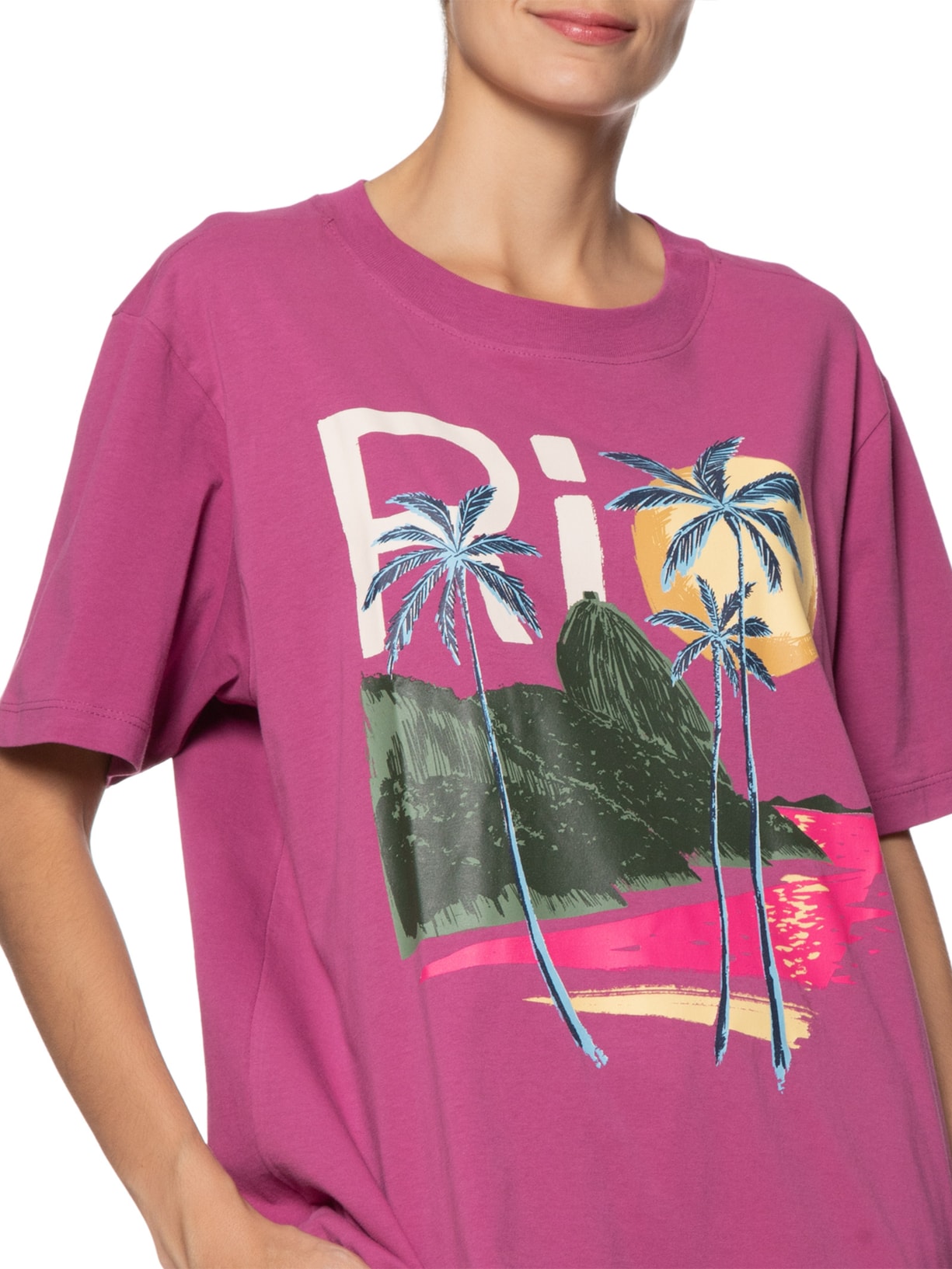 Camiseta Feminina Média Rio Rosa Farm