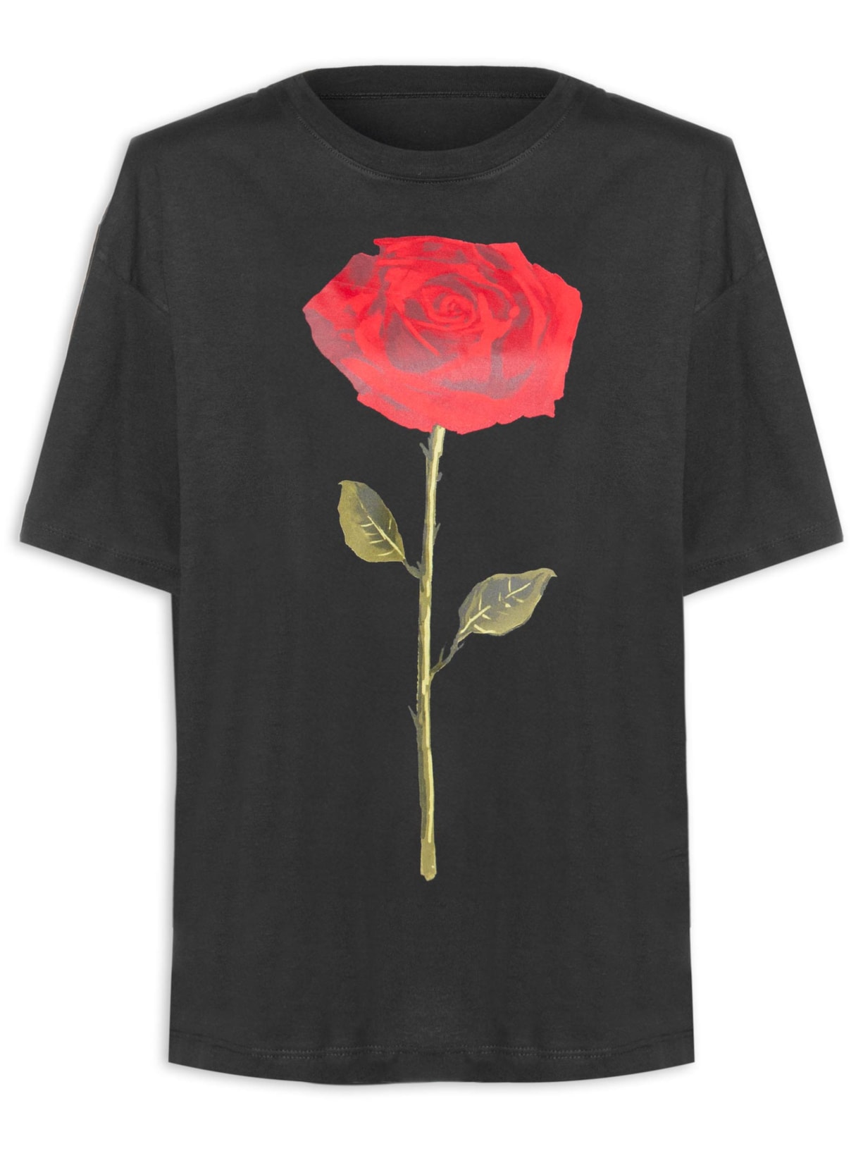 Camiseta Feminina Média Rosa - Preto