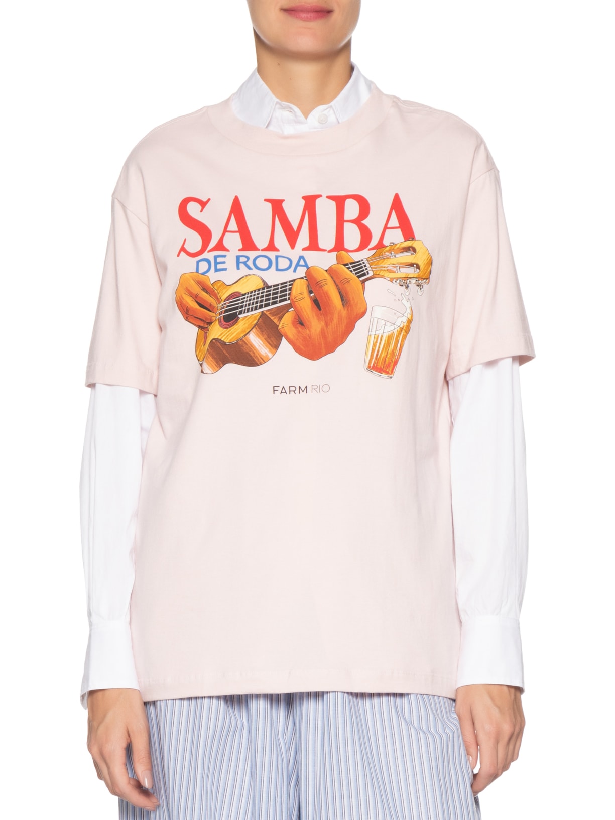 Camiseta Feminina Média Samba De Roda Rosa Farm