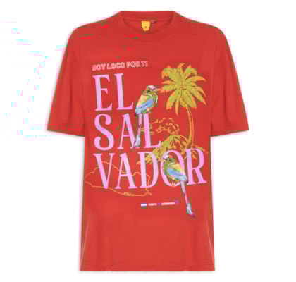Camiseta Feminina Media Soy El Salvador - Vermelho