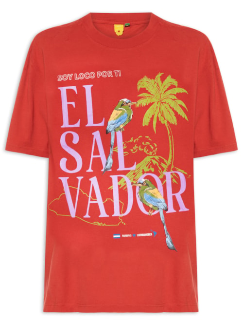 Camiseta Feminina Media Soy El Salvador - Vermelho