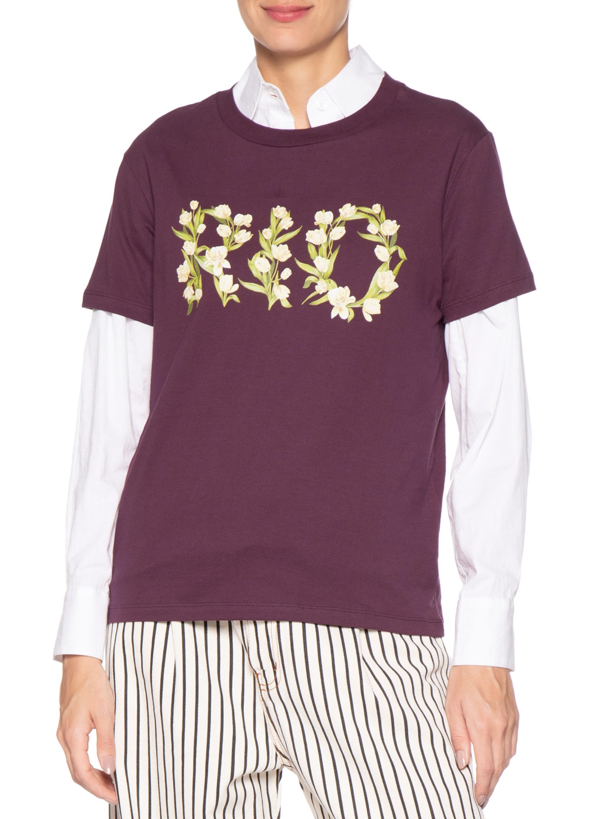 Camiseta Feminina Média Tulipa Rio Roxo Farm