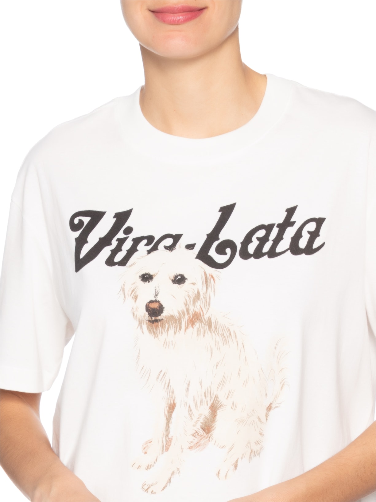 Camiseta Feminina Média Vita Lata Fiapo De Manga Branco Farm