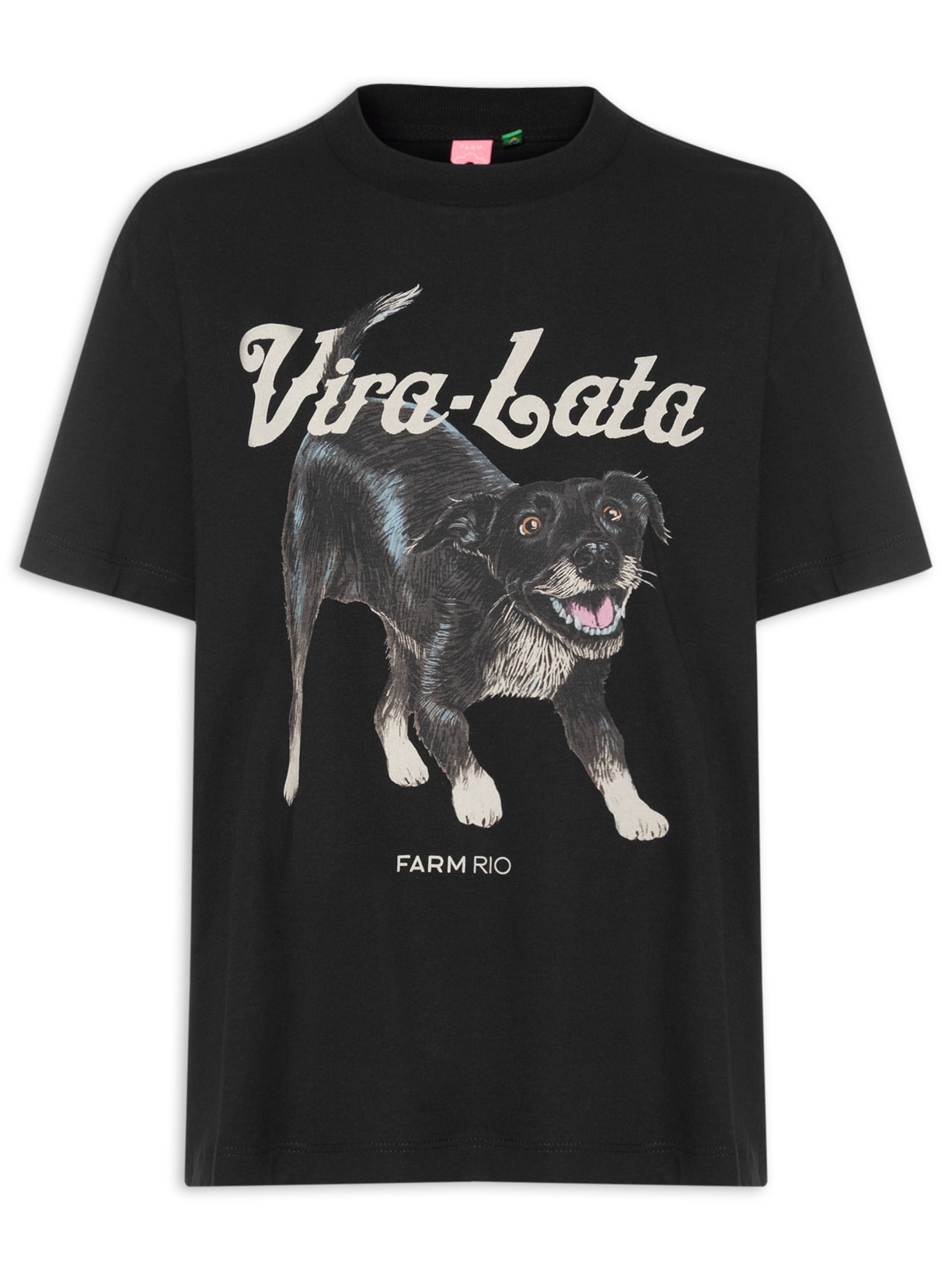 Camiseta Feminina Média Vita Lata Malhado Preto Farm