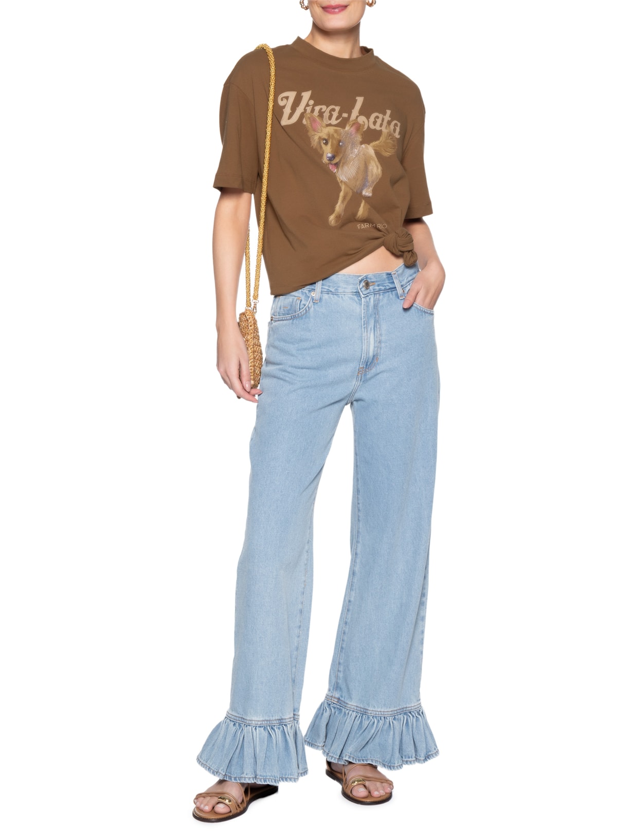 Camiseta Feminina Média Vita Lata Raposinha Marrom Farm