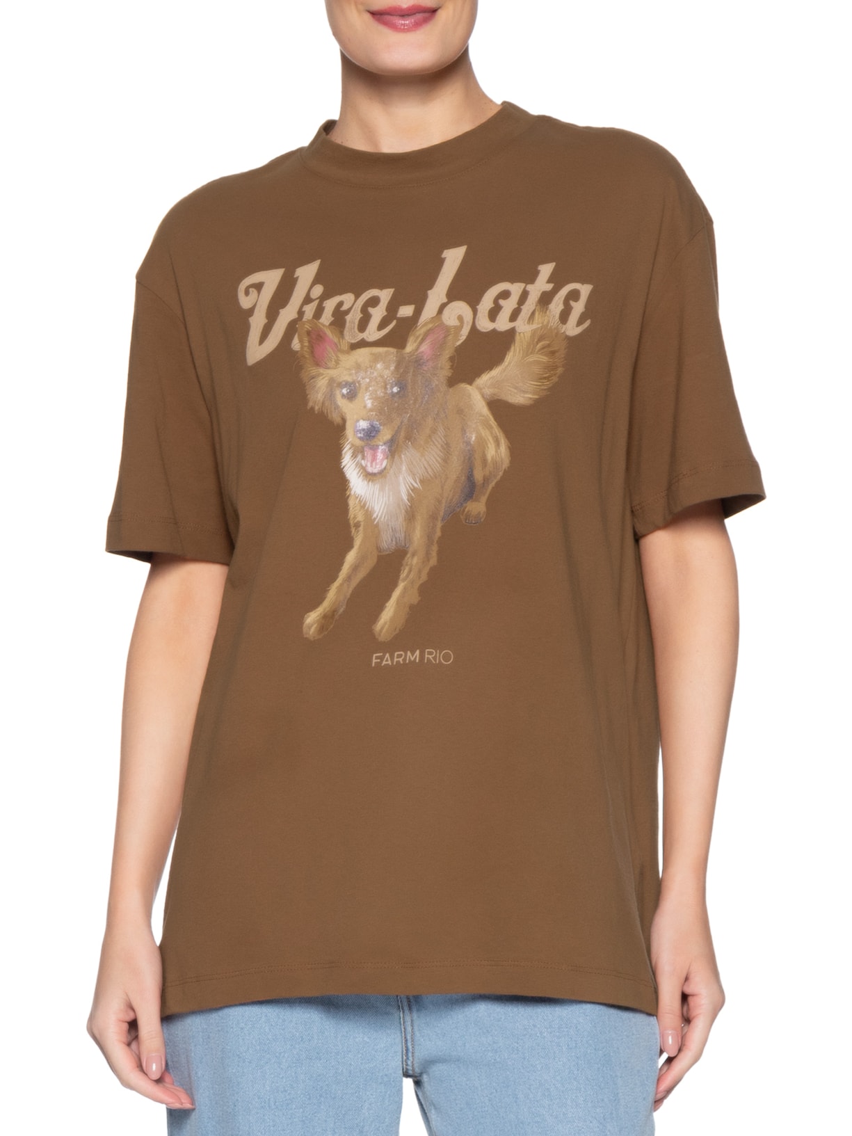 Camiseta Feminina Média Vita Lata Raposinha Marrom Farm