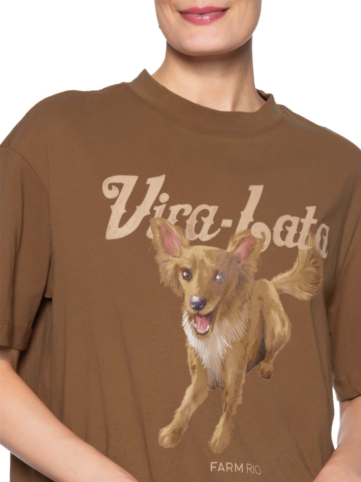 Camiseta Feminina Média Vita Lata Raposinha Marrom Farm