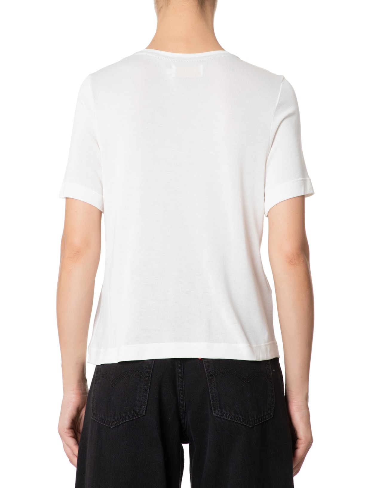 Camiseta Feminina Mini Onça Bordada Off White Shoulder