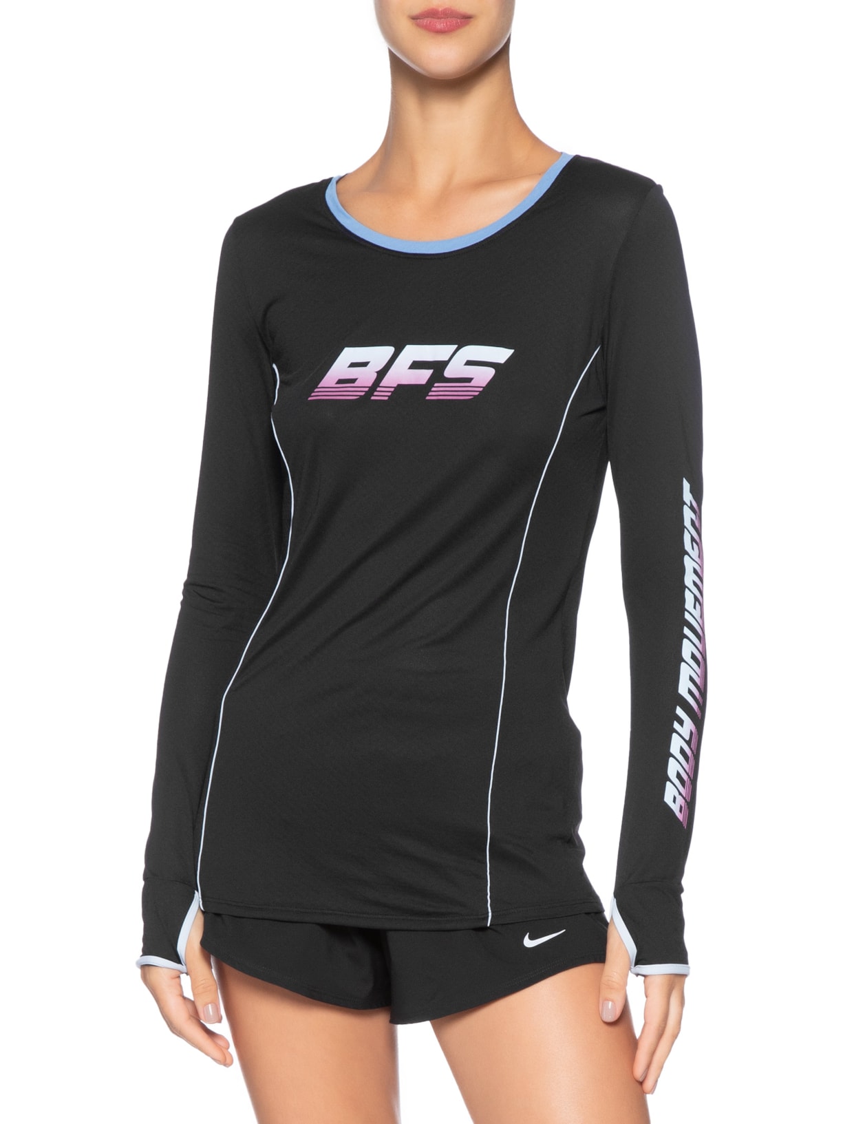 Camiseta Feminina Ml Estampada Pop Preto Body For Sure