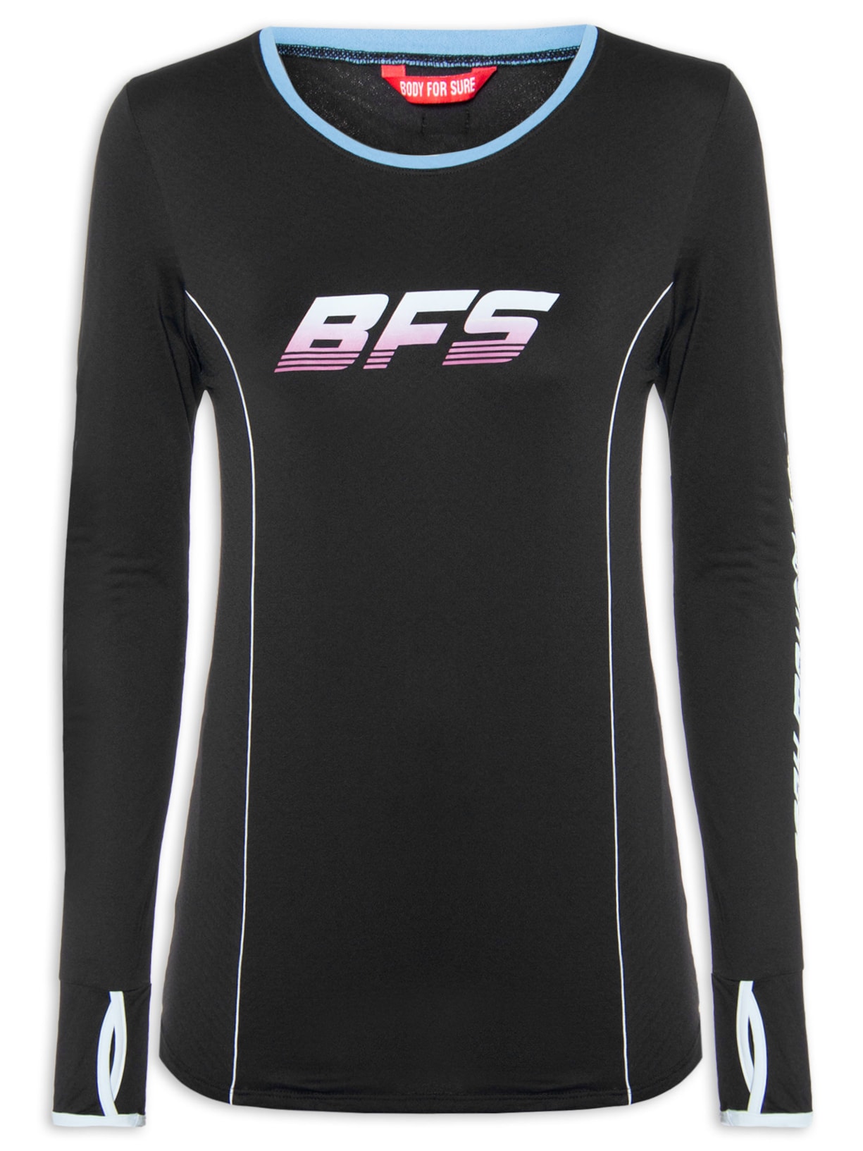 Camiseta Feminina Ml Estampada Pop Preto Body For Sure