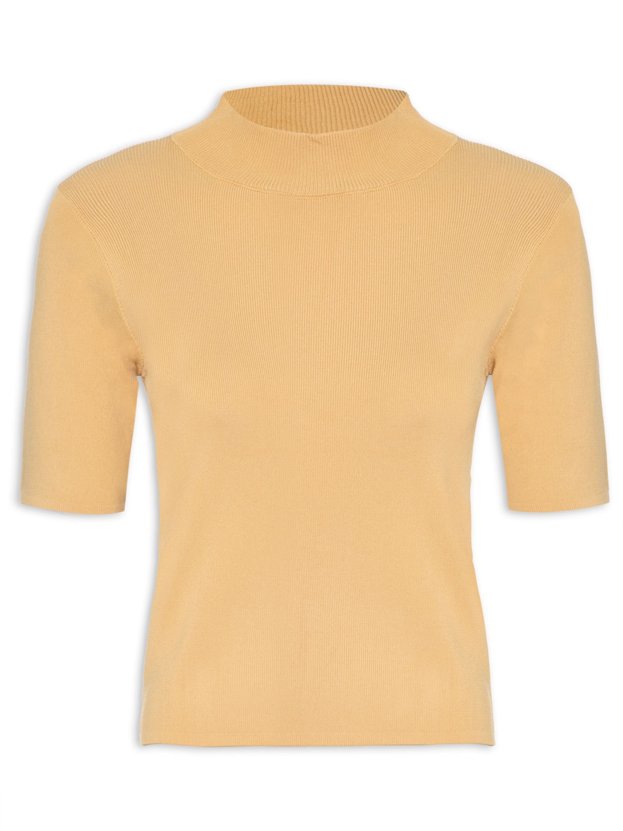 Camiseta Feminina Modal Com Gola Amarelo  Basiq