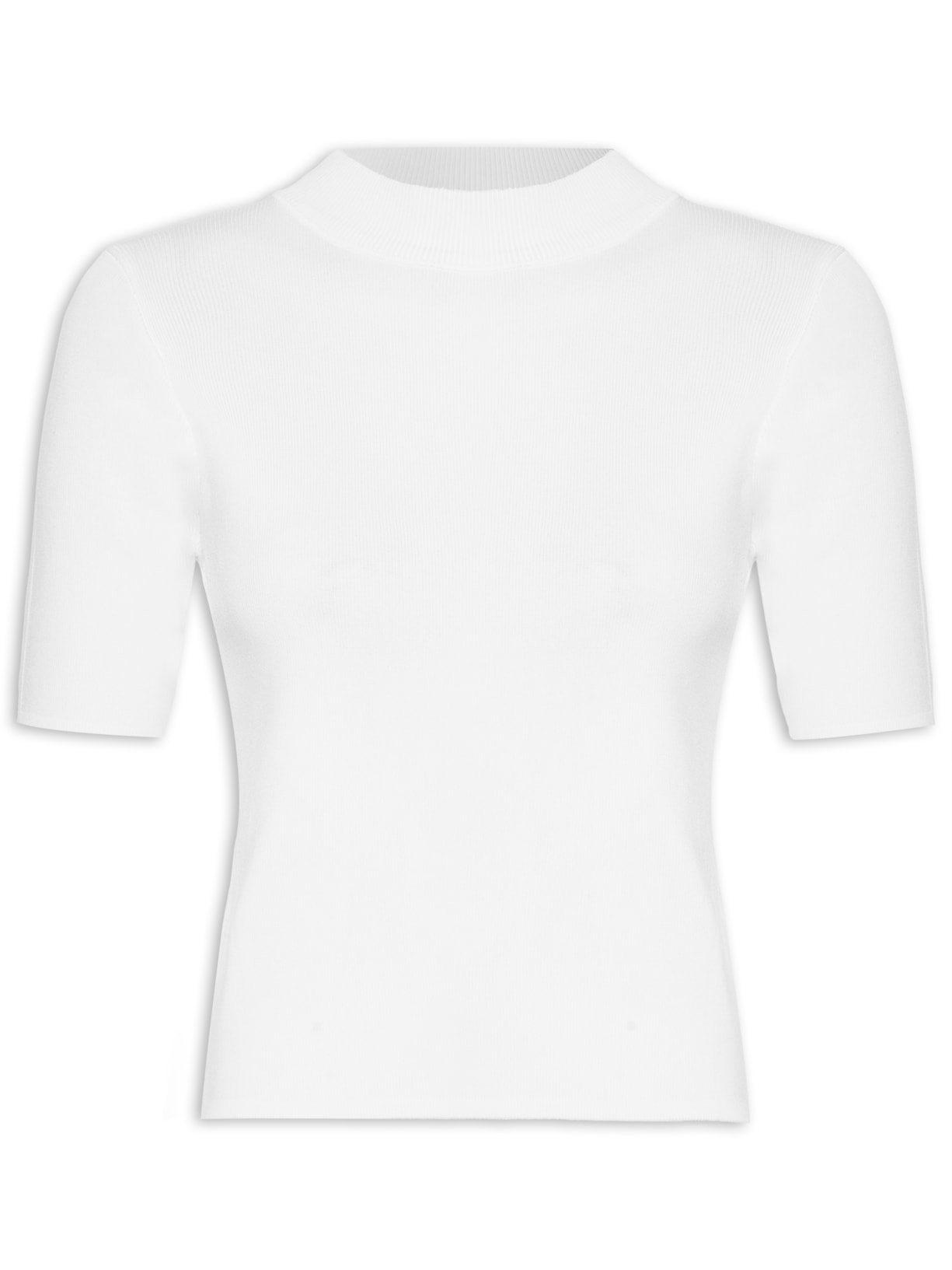 Camiseta Feminina Modal Com Gola Branco Basiq