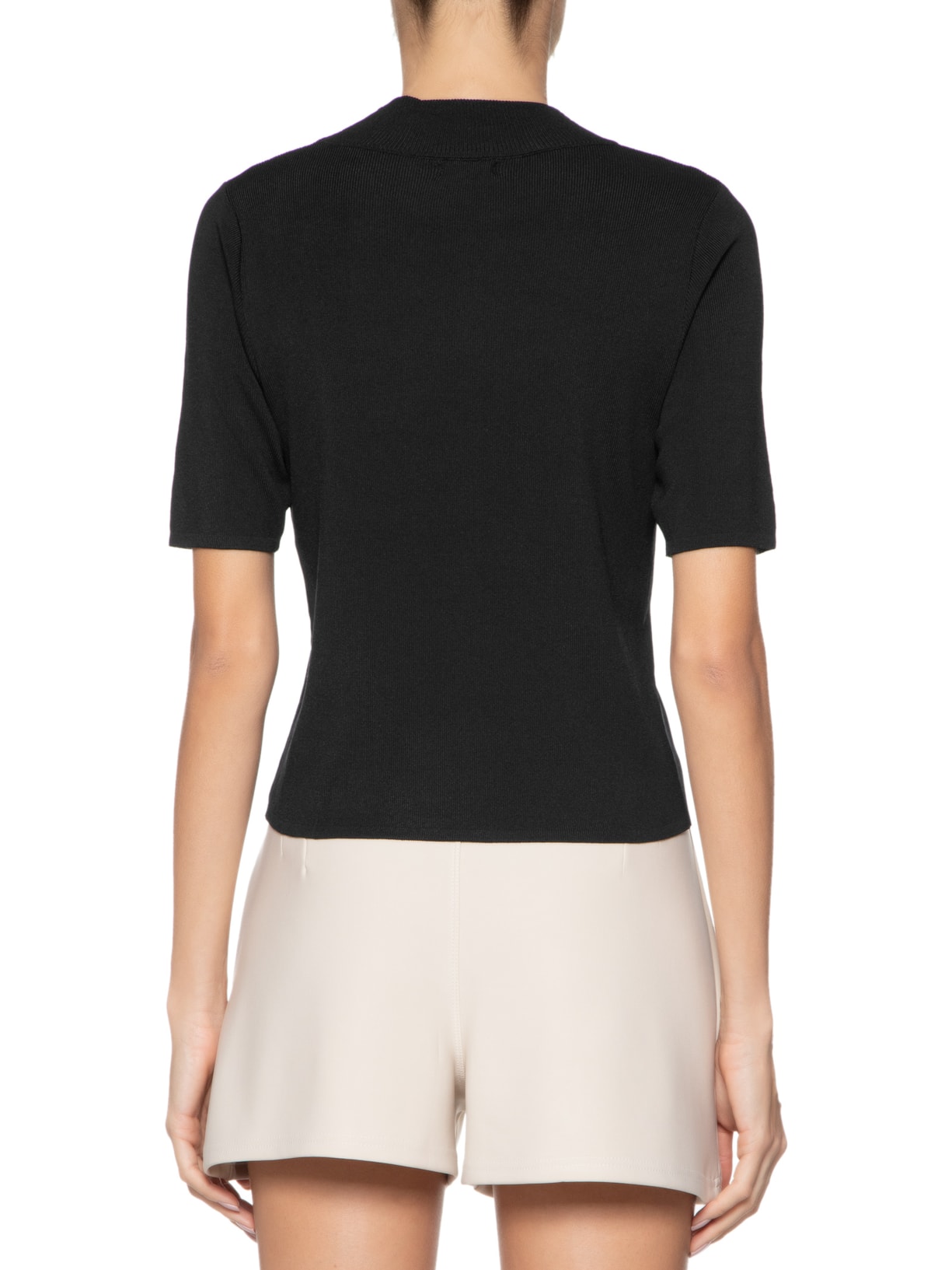 Camiseta Feminina Modal Com Gola Preto  Basiq