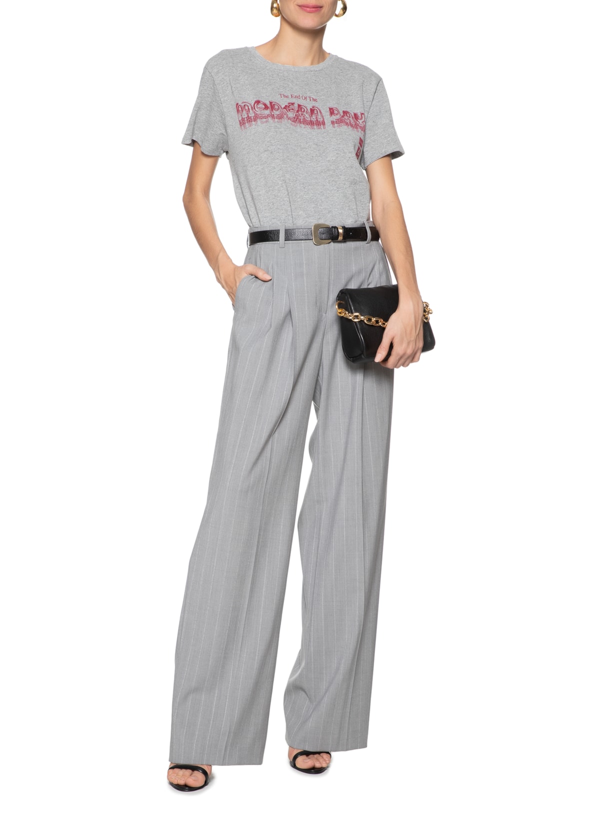 Camiseta Feminina Modern Day Mescla Cinza Niini