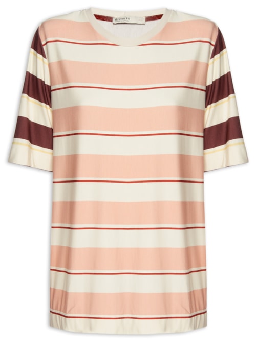 Camiseta Feminina Moletinho Estampa Listra – Rosa