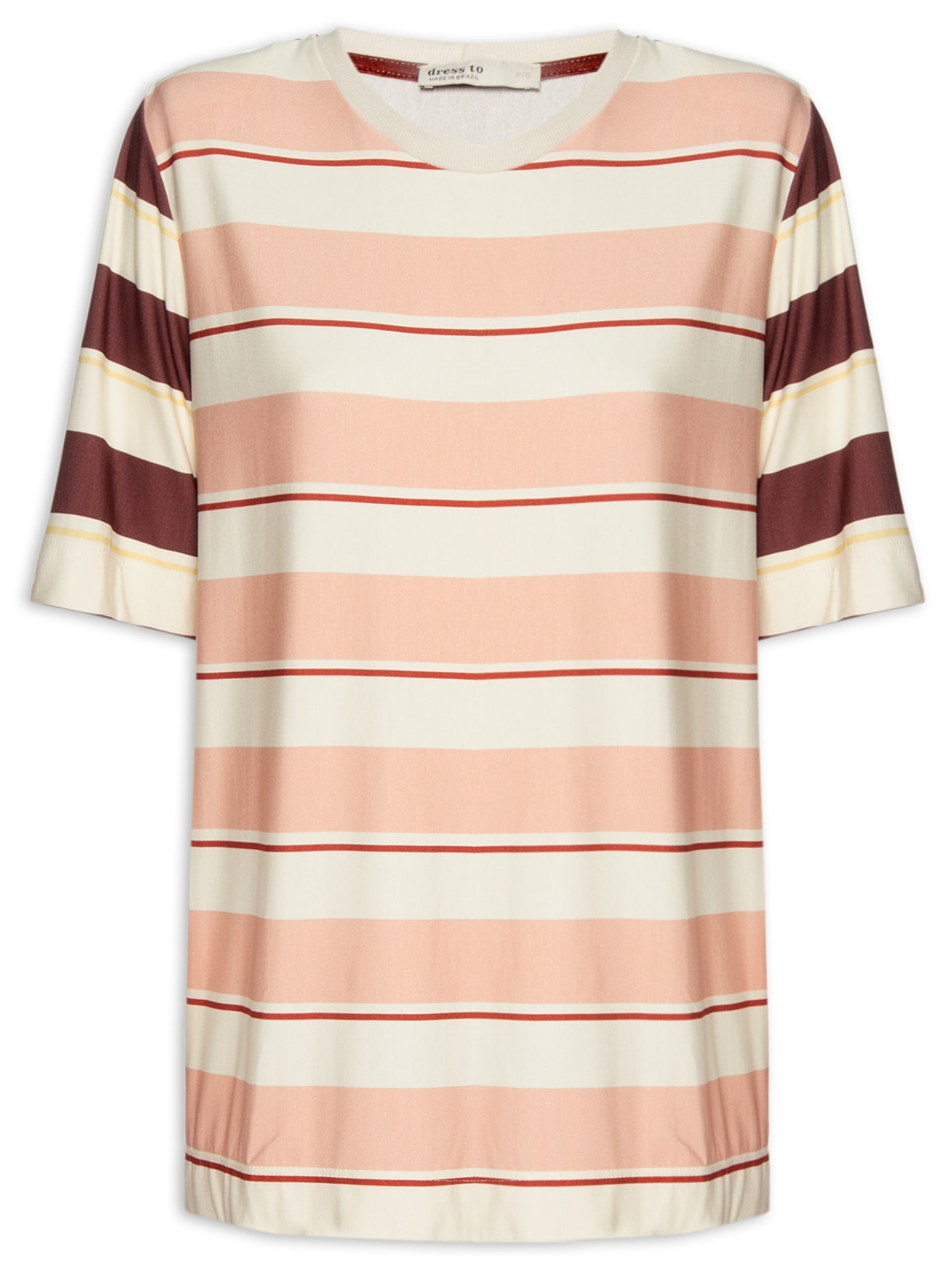 Camiseta Feminina Moletinho Estampa Listra – Rosa Dress To