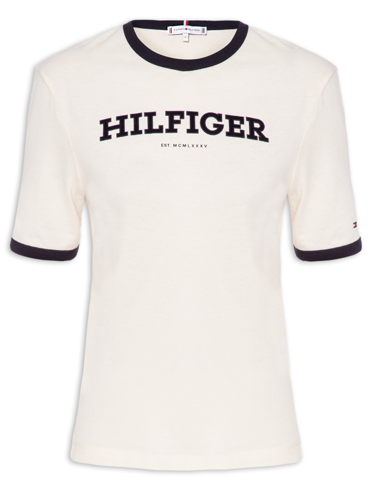 Camiseta Feminina Monotype Flocado - Off White