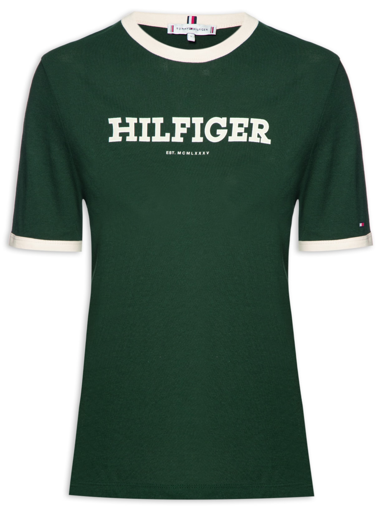 Camiseta Feminina Monotype Flocado Verde Tommy Hilfiger
