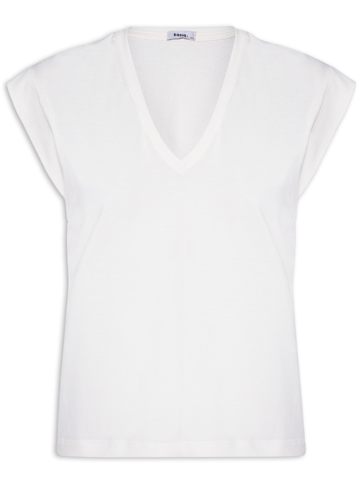 Camiseta Feminina Muscle Tee Básica Gola V - Off White