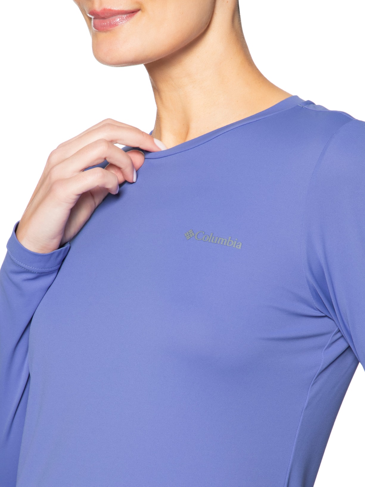 Camiseta Feminina Neblina Manga Longa Azul Columbia