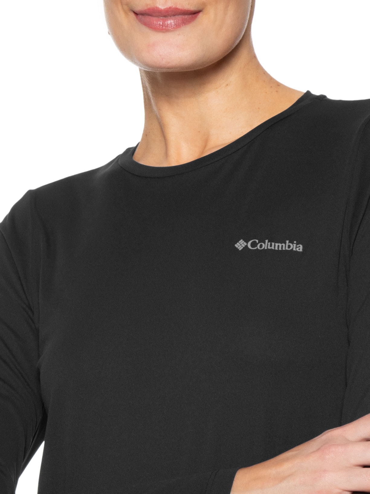 Camiseta Feminina Neblina Manga Longa Preto Columbia