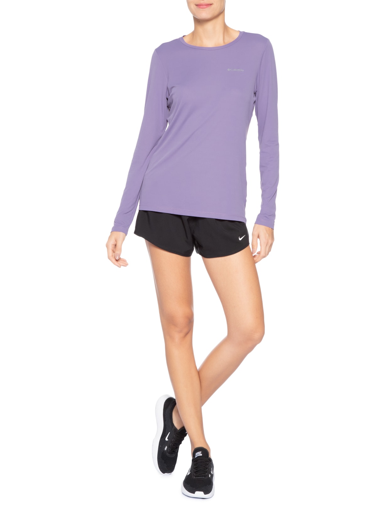 Camiseta Feminina Neblina Manga Longa Roxo Columbia