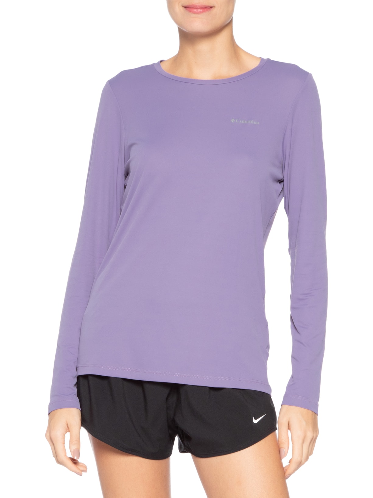 Camiseta Feminina Neblina Manga Longa Roxo Columbia