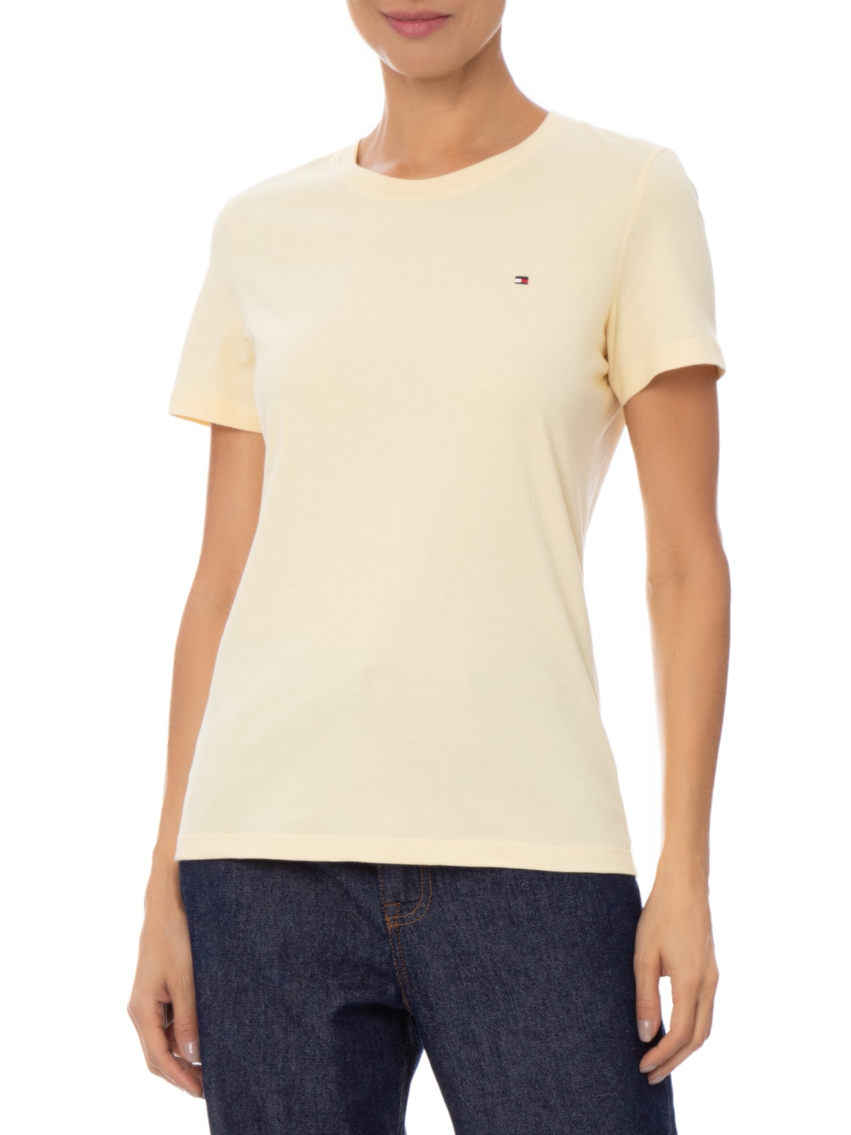 Camiseta Feminina New Crew Neck Amarelo Tommy Hilfiger