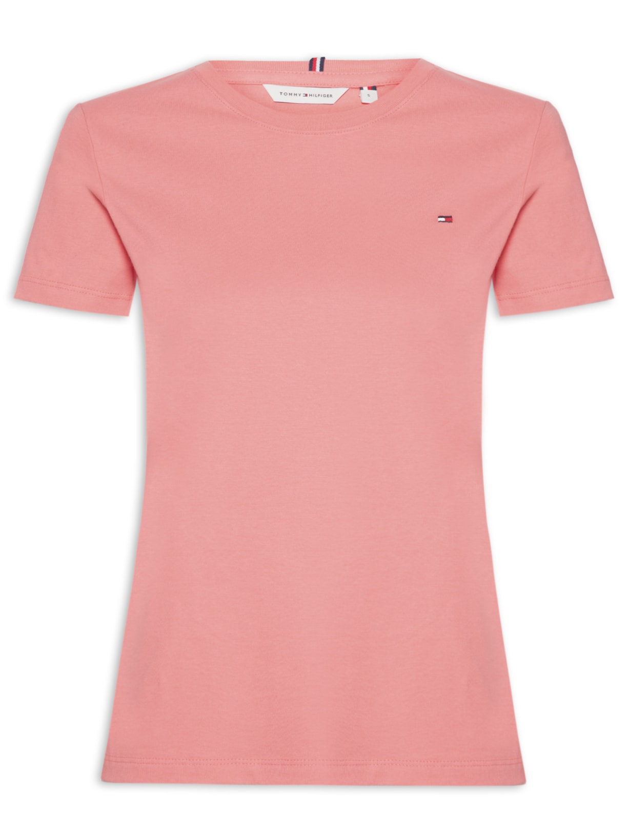 Camiseta Feminina New Crew Neck Rosa Tommy Hilfiger
