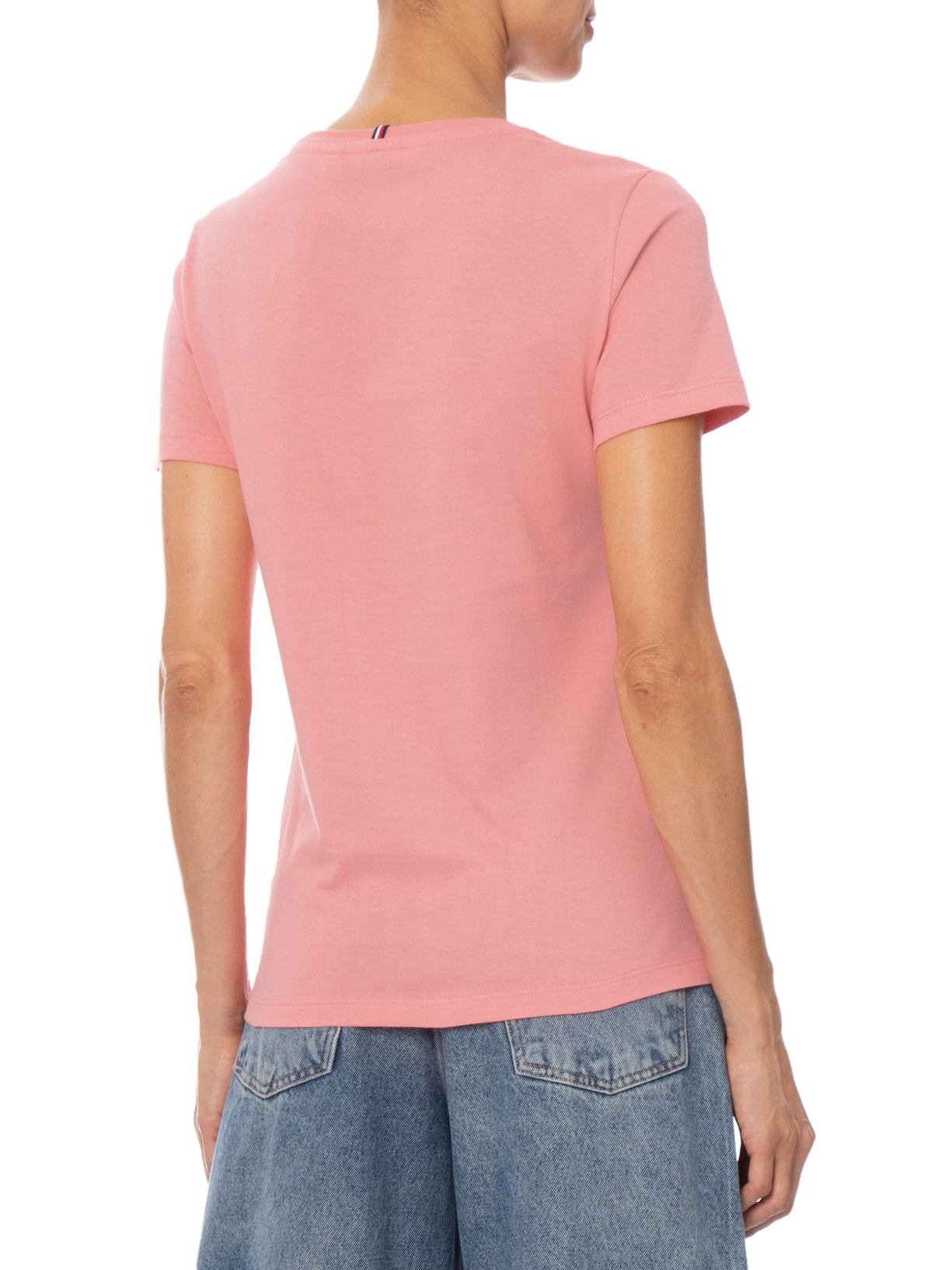 Camiseta Feminina New Crew Neck Rosa Tommy Hilfiger