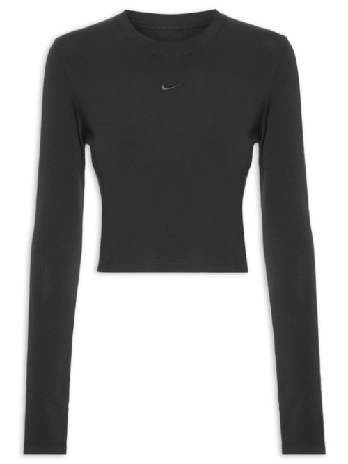 Camiseta Feminina Nike Sportswear Cropped Chill Knit – Preto