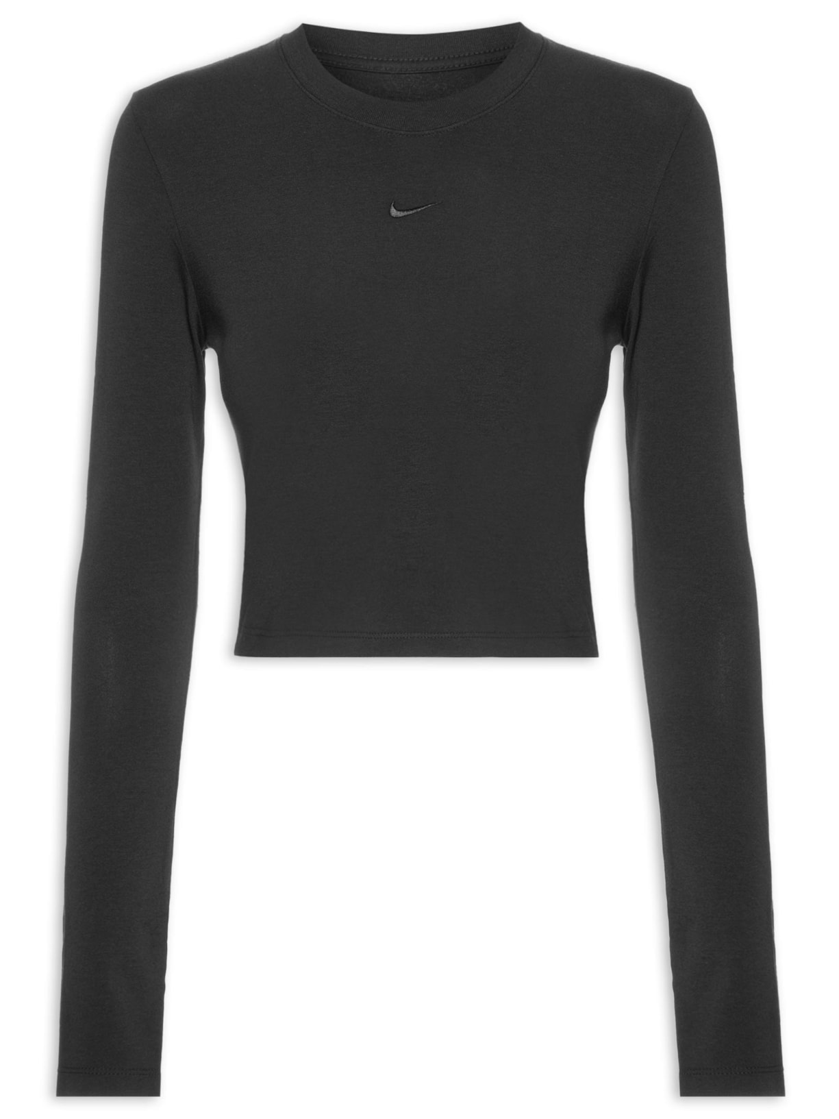 Camiseta Feminina  Nike Sportswear Cropped Chill Knit – Preto Nike